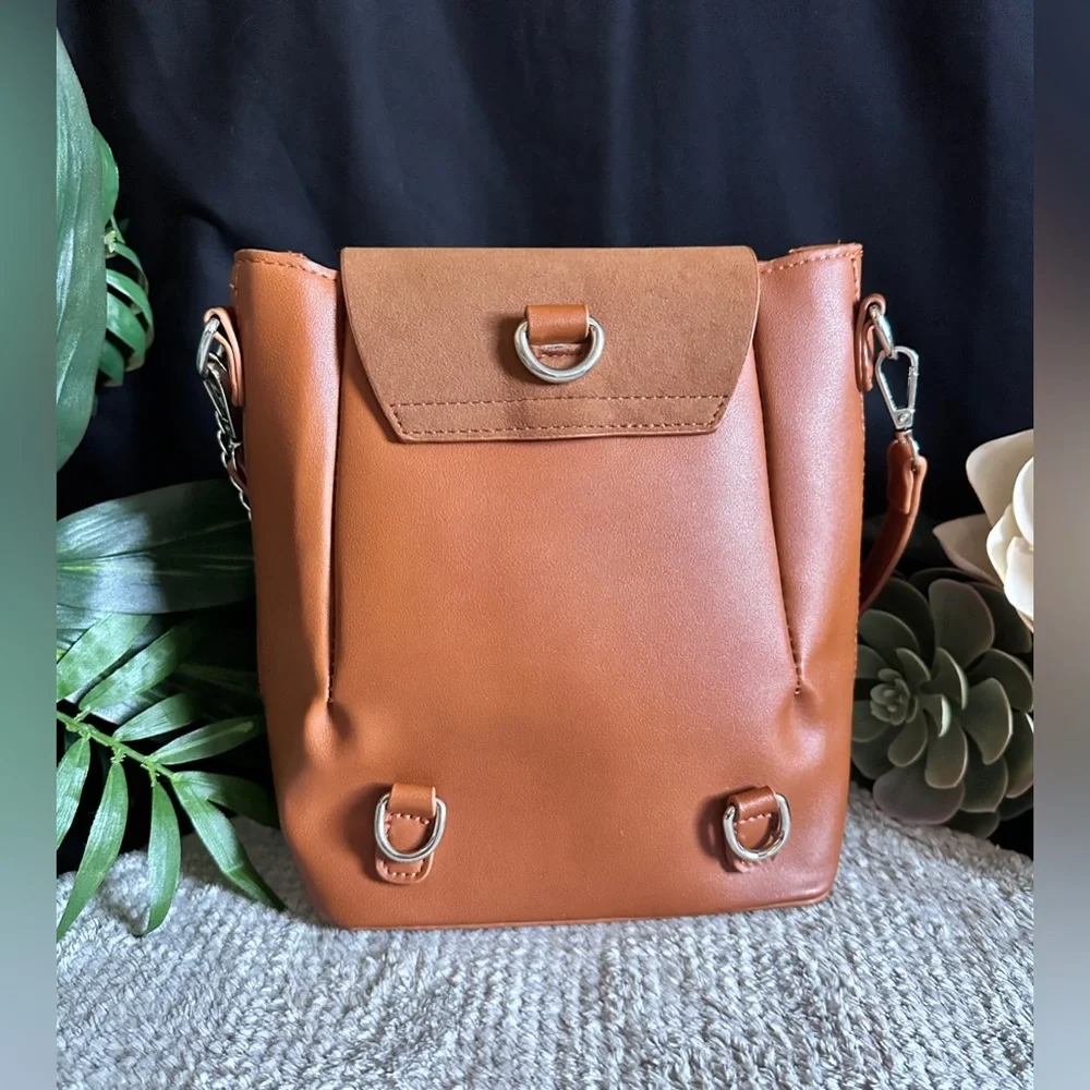 LULUs Sidewalk Stunner Brown Vegan Leather Backpack Shoulder Bag – Boho backpack - Picture 2 of 7